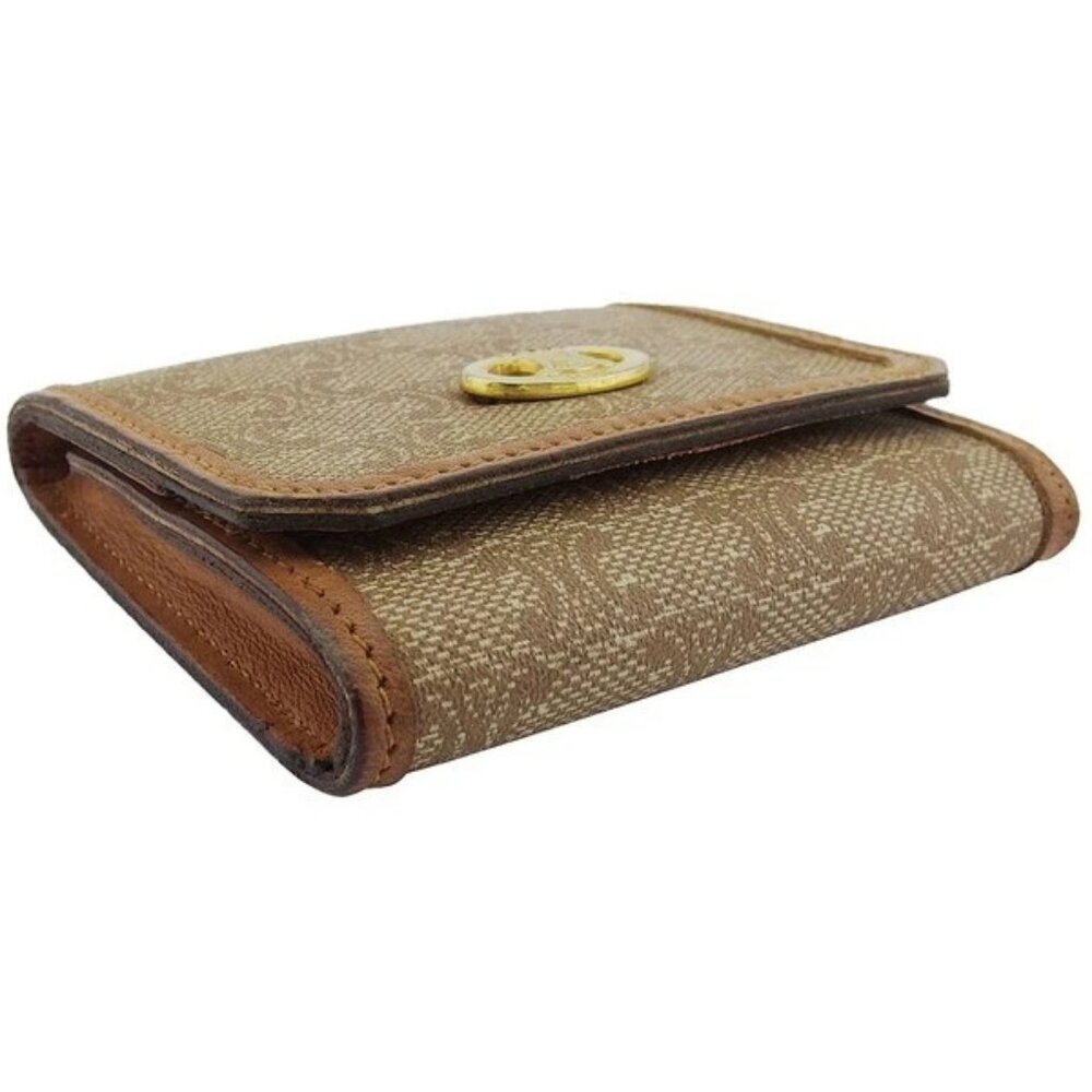 CELINE Coin case Beige brown gold Women Authentic secondhand